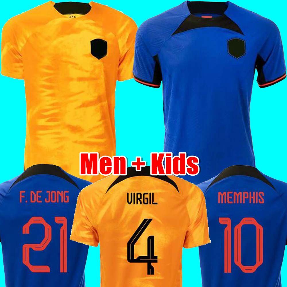 

2022 Netherlands MEMPHIS soccer jersey Holland DE JONG LIGT WIJNALDUM 22 23 VAN DE BEEK football shirt BLIND BERGWIJN PROMES STROOTMAN men kids kit jerseys, Color 2