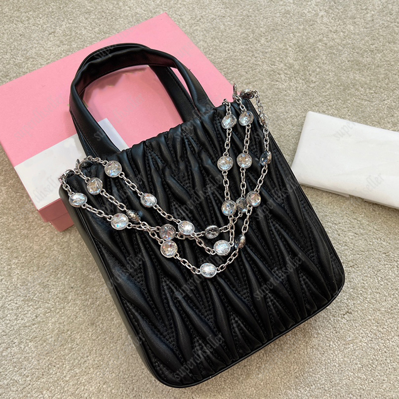 

4 Colors Shoulder Bags Leather Pochette Mini Tote Bag Artificial Diamond Pleated Cross Body Designer Crossbody Handbags Women Flap Handbag Vintage Wallet Shopping, Increase freight