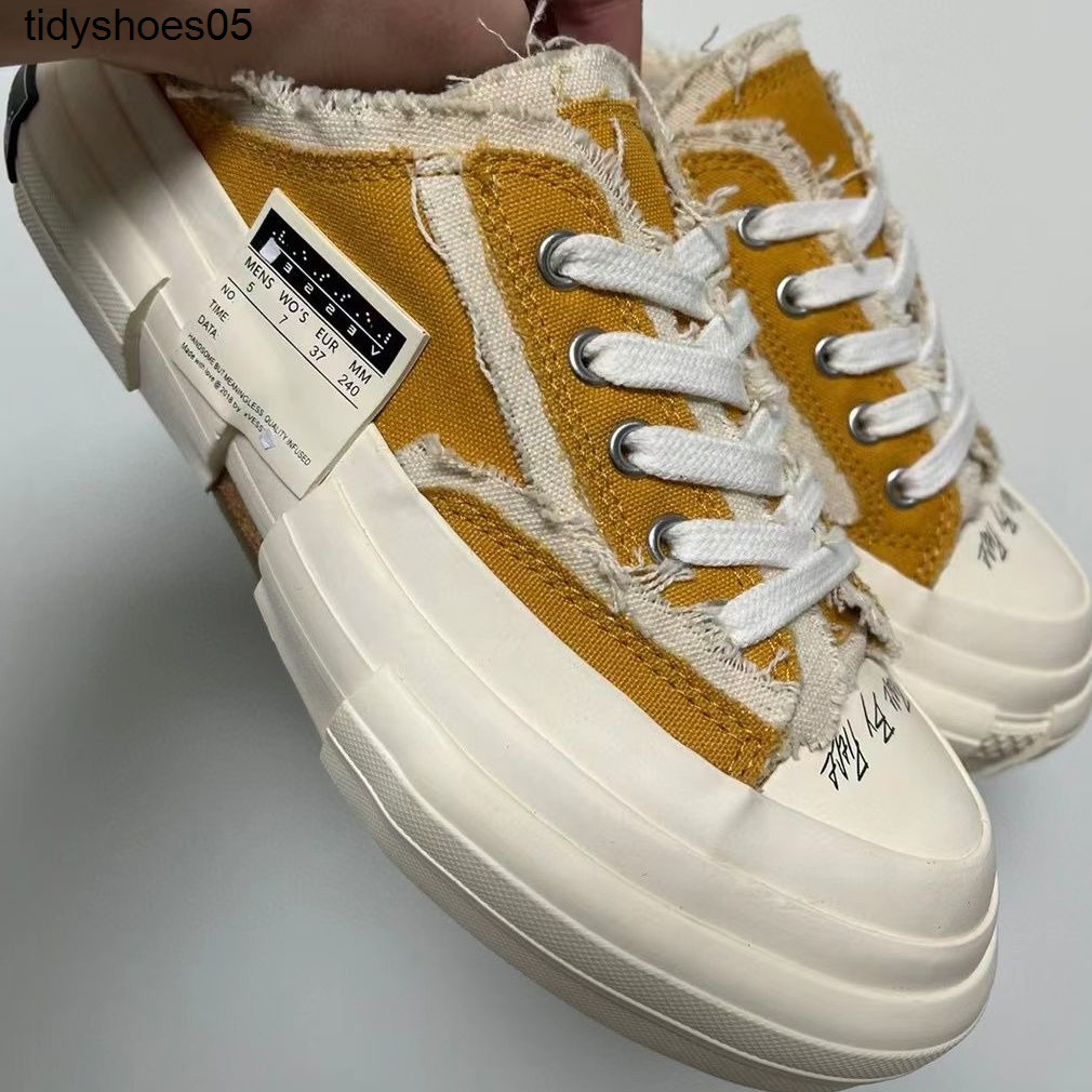 

XVESSEL Wu Jianhao's same yellow low top half slipper inside high canvas shoes vulcanized shoes for men and women beggars
