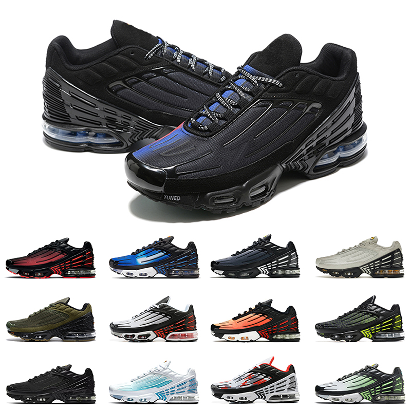Hommes Femmes OG Noir Blanc Tuned Chaussures De Course Tn Plus 3 Baskets Avec Chaussette Classique Laser Bleu Os Néon Radiant Rouge Hyper Bleu Tn