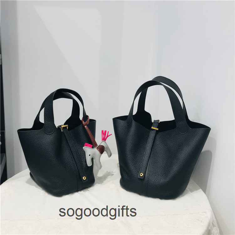 

H Handbag Women's Designer Bags Picotn Lock Handbags Tote Bag 2023 Spring and Summer New Top Layer Cowhide Women's Bag Hand Pn 3922, Elephant grey tuba