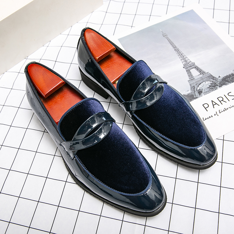 Mocassins de mode hommes chaussures bout pointu PU couture Faux daim personnalité masque Slip-on affaires décontracté fête de mariage quotidien p