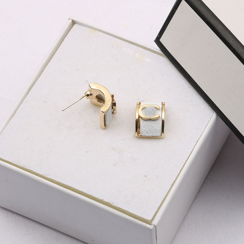 

Sweet Girls Stud 18K Gold Plated Luxury Brand Designers Letters Stud Clip Chain Geometric Famous Women 925 Silver Candy Color Oil Drip Earring Wedding Party Jewerlry