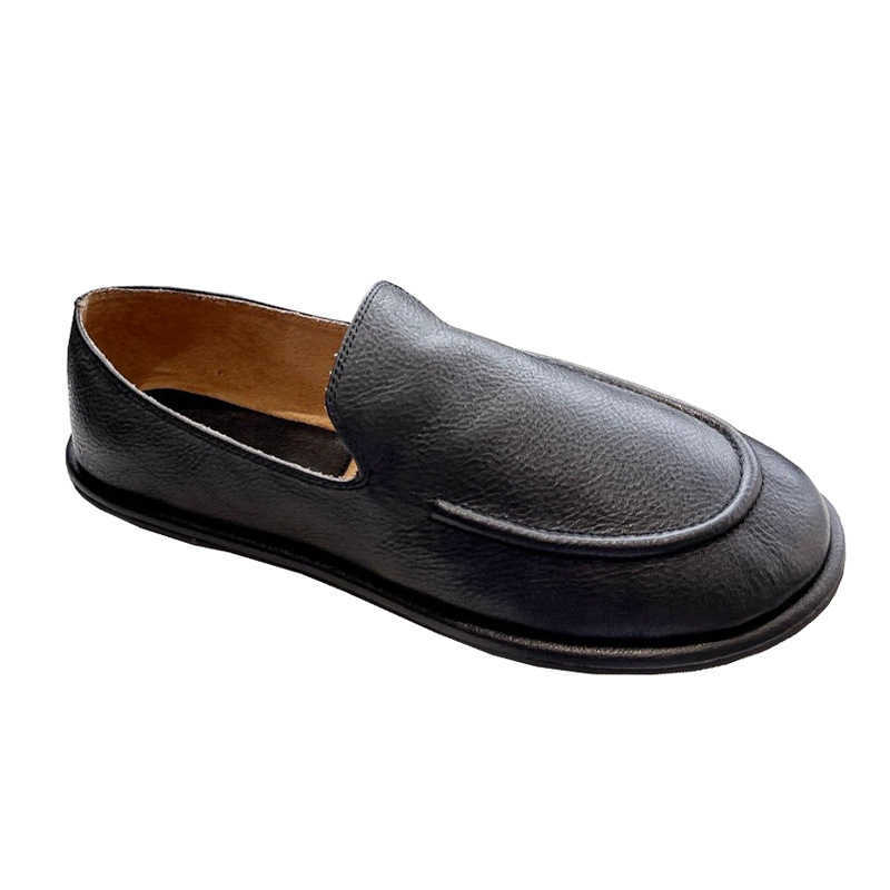 

Dress Shoes High edition The Row Lefu Leather simple loafer Doudou slip on flat sole casual shoes, Black