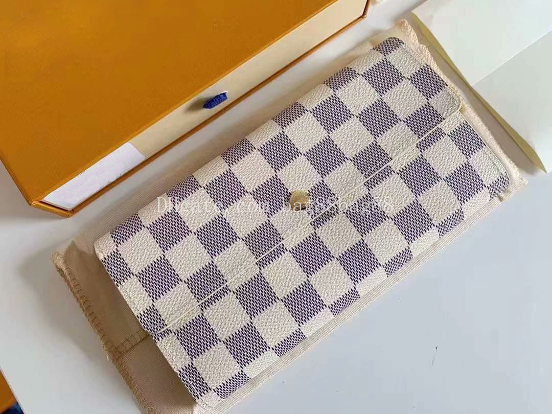 

Men'S designer luxury bottoms wallet long wallet lulticolor coin purse Card holder men zipper pocket clutch bag white plaid M61734, Contact me