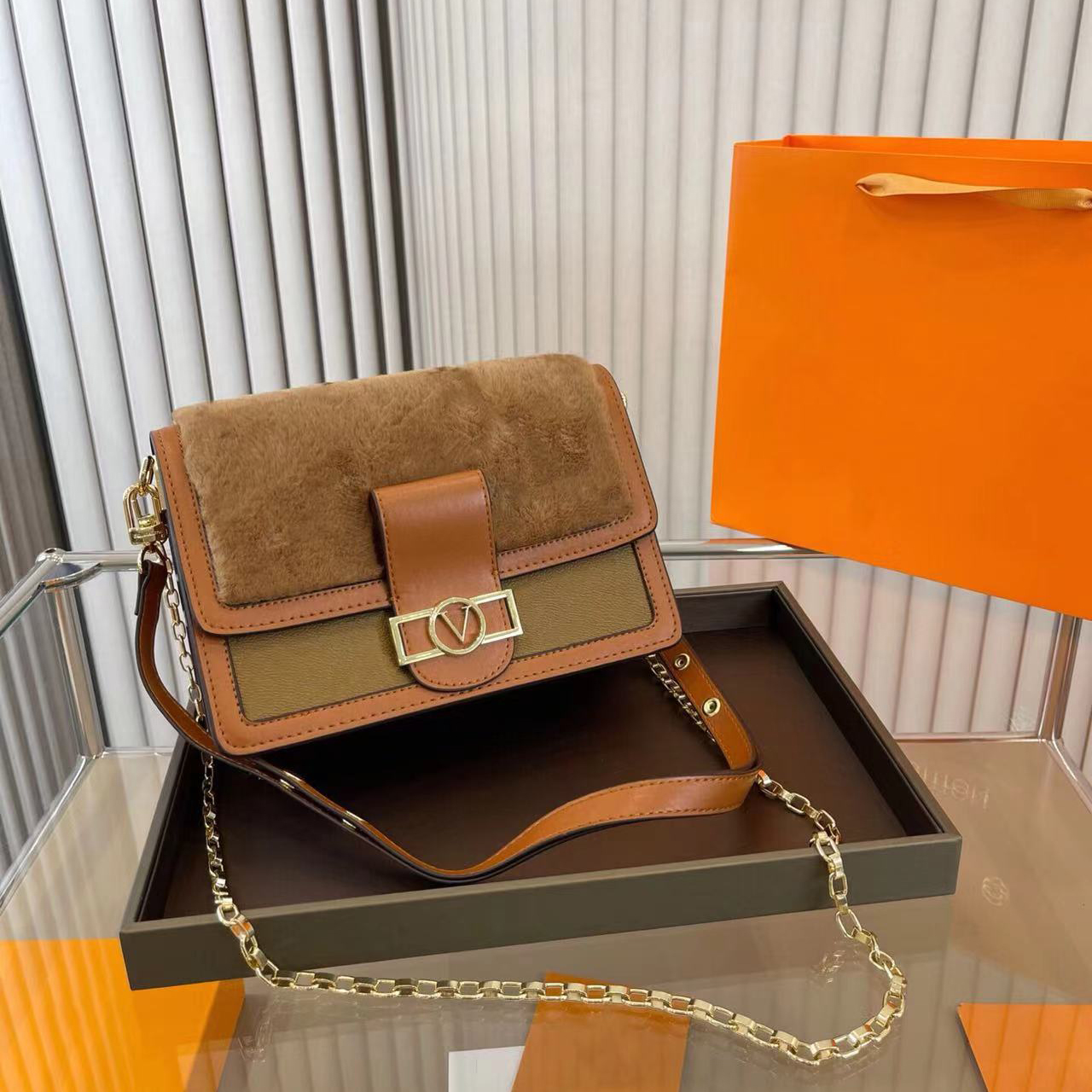 Classique luxe chaîne mode 2022 Plaid fleur marque portefeuille Vintage dames marron cuir sac à main designer sac à bandoulière