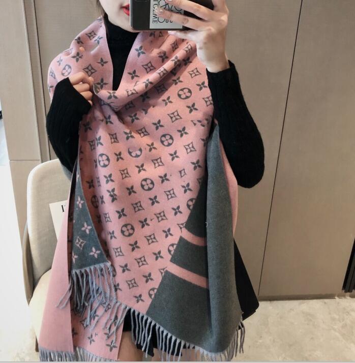 

22 fashion Paris design 100% Cashmere Scarf men's and women's same brand letter scarf large shawl warm thickened wool 70cm x 180cm