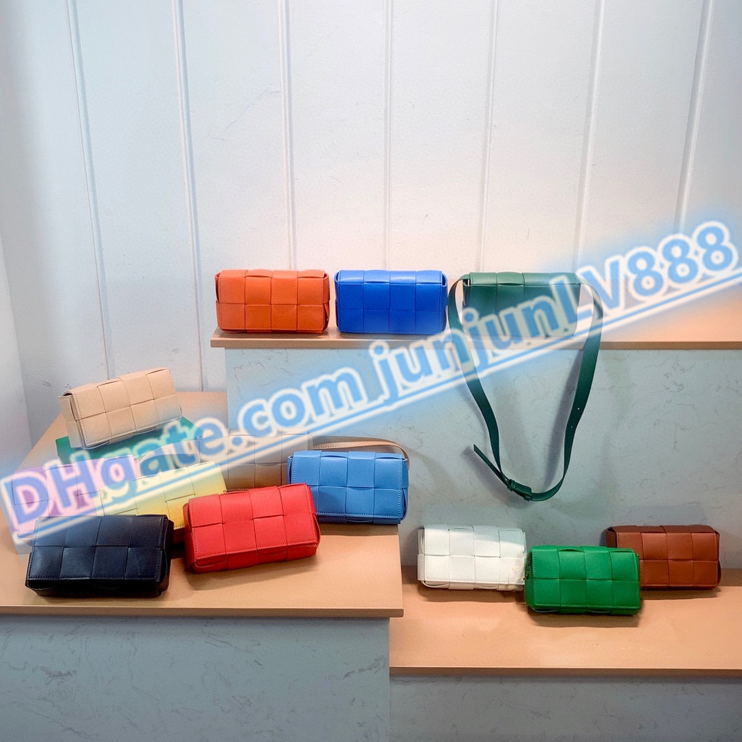 

High quality shoulder bags Fashion woven leather waist bags Luxury designer moon shaped medium bag Women's Cross Body Purses, Paper box