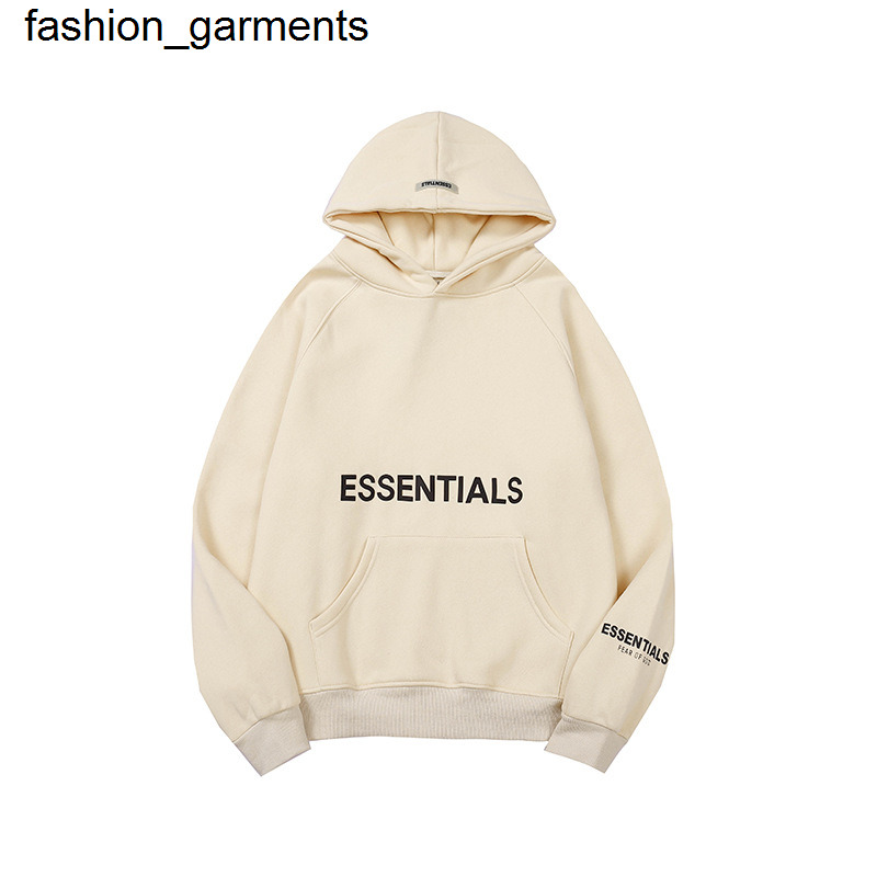 

Men's Hoodies essential double thread pressed three dimensional letter Sweater Hoodie men's and women's lovers' coat, White