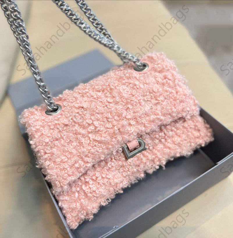 

Designer shoulder bags lambswool bags Hourglass handbags womens motorcycle bag fashion love letter luxury handbag armpit cross body, Black