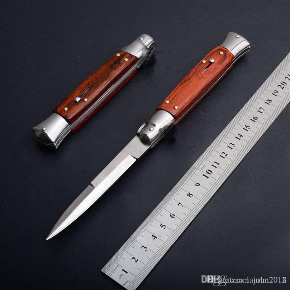 

9 Inch Italian mafia Automatic knife AUTO Tactical knife 58HRC Satin Single Blade Alloy Handle EDC Hunting Pocket knives shipp189j
