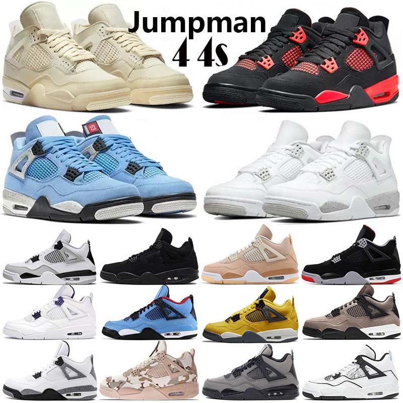 

2022 Jumpman 4 Basketball shoes Mens Womens Bred 4s UNC Black Cat University Blue The Cactus White Grey Women Pure Royalty Men Sport Sneakers size 36-47, With original box