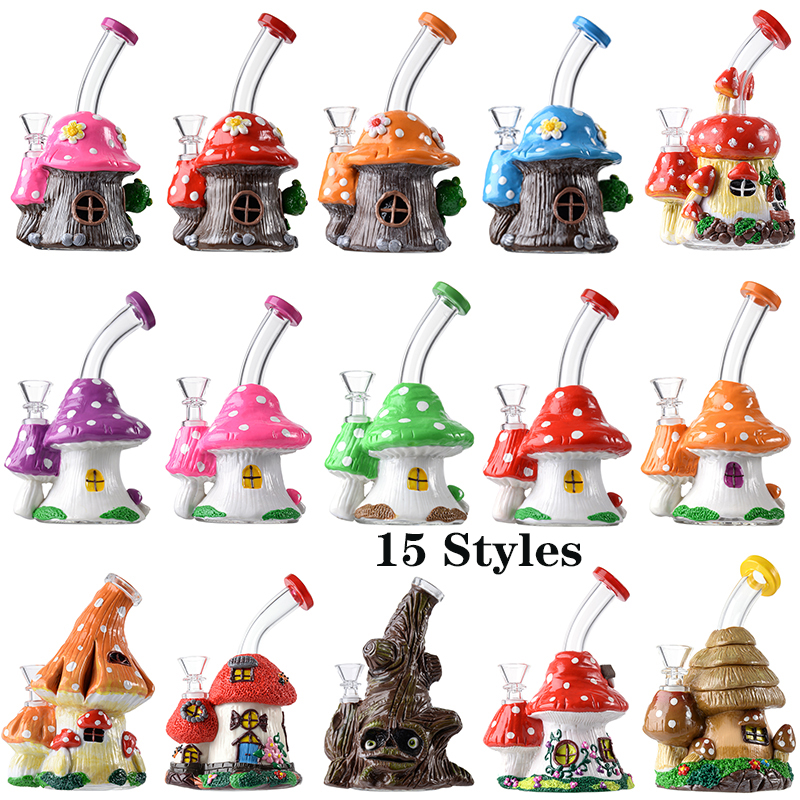 

Unique Mushroom Heady Hookahs Thick Glass Water Bongs Smoking Water Pipes Beaker Bong 14mm Female Joint Bowl 7 Inch Showerhead Perc Percolator 3D Glass Hand Made