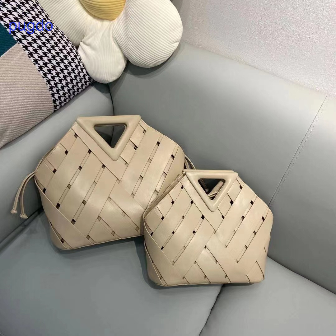 

Designer Bottegas point handbags Venetas Online sale 2022 autumn new leather woven cloud inverted triangle hol, Black large size