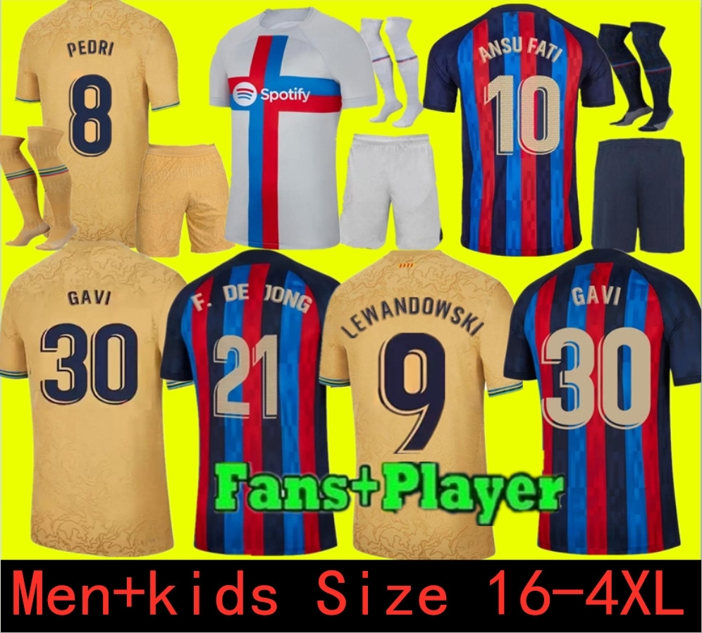 

Camisetas de football LEWANDOWSKI SOCCER JERSEY MEMPHIS PEDRI BARCELONAS RAPHINHA FERRAN 22 23 ANSU FATI 2022 2023 F. DE JONG DEST kit shirt men kids sets uniforms 1111, Player version