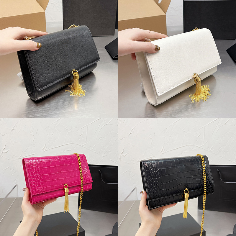 

Monograms Designer kate bags Tassel handbag women crossbody chain bag clutch flap embossed crocodile shiny Leather Luxury handbags Satchel purse Woc shoulder