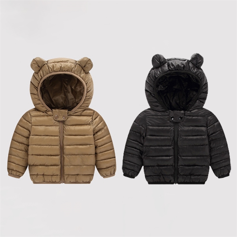 

Down Coat Cute Baby Girls Jacket Kids Boys Light Down Coats With Ear Hoodie Girl Clothes Infant Children's Clothing For Boys Coat 220922, Black