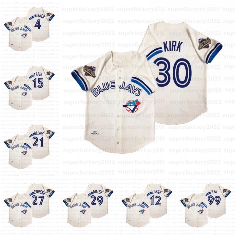 

1992 World Series Patch Jersey Hyun-Jin Ryu Alejandro Kirk Joe Carter Vladimir Guerrero Matt Chapman Zack Collins Jays Raimel Lourdes Gurriel Jr. Roberto Alomar, Custom