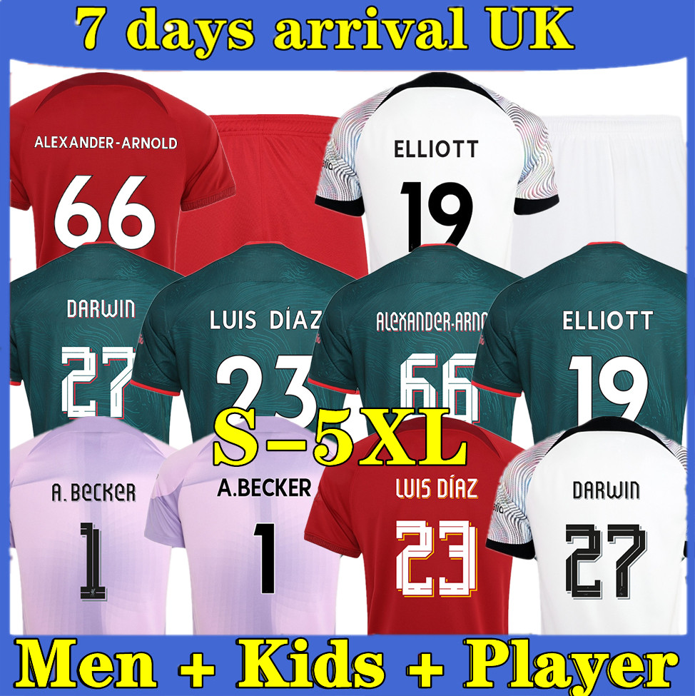 

22 23 season S-5XL soccer jerseys Player FIRMINO Diogo Luis DIaz football shirts men kids kits uniforms Alexander Arnold DARWIN Carvalho, 22/23 gk