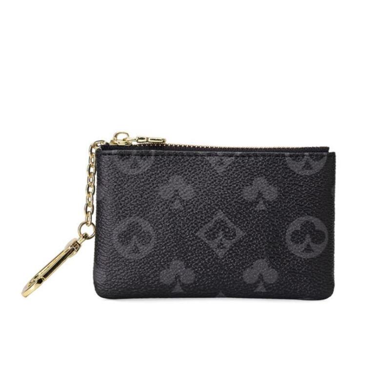 

Wallets KEY POUCH POCHETTE CLES Coin Purses Designer Fashion Womens Mens Ring Credit Card Holder Luxury Mini Wallet Bag Charm Brown frame, Black flower