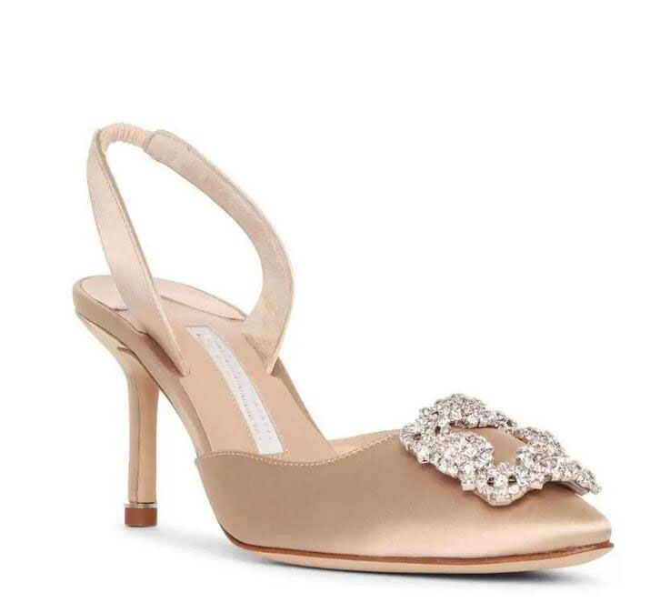 

Fashion designe women Shoes Sandals Hangisi bride White Satin Jewel Buckle Pumps Wedding Flower Strass Sandals rhinestone Evening Top flat Elegant Ladies Footwear