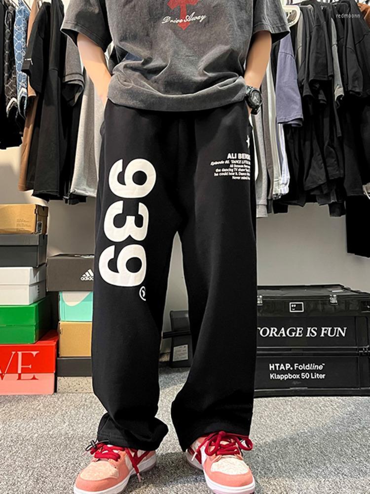 

Men's Pants Men's 2022 Hip Hop Men Sweatpants Letter Graphic Wide Leg Harajuku Fashion Brand Streetwear Casual Male TrousersMen's, Black