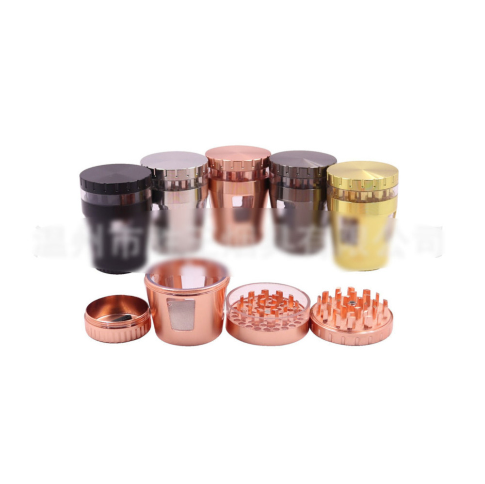 

Smoke Accessories Herb Tobacco Grinders zinc alloy 50mm Transparent open window under straight cover Grinder