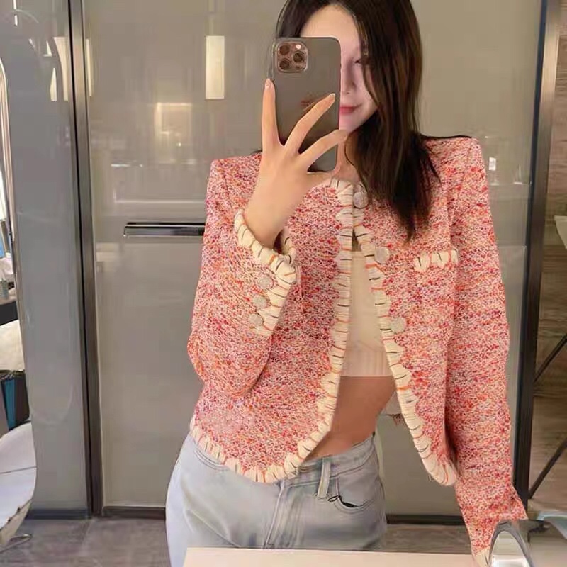 

chan women's brand jacket 2023 New Autumn Winter Women's Jackets brand OOTD fashion high-end tweed coat cardigan designer Spring casual Coat Mother's Day Gift, Pink
