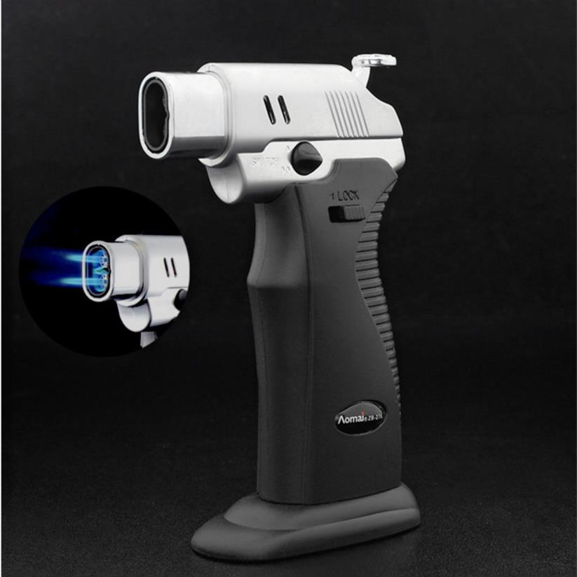 

New Spray Gun Torch Cigar Cigarette Lighter Double Jet Windproof Gas Lighter Inflatable Outdoor BBQ Household Igniter Welding291n