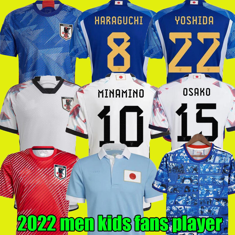 

World Cup Japan 2022 Soccer Jersey MINAMINO NAGATOMO HARAGUCHI YOSHIDA TSUBASA 2023 ATOM Japanese 22 23 Football Shirt HONDA OSAKO men set 6W4N, Home 1