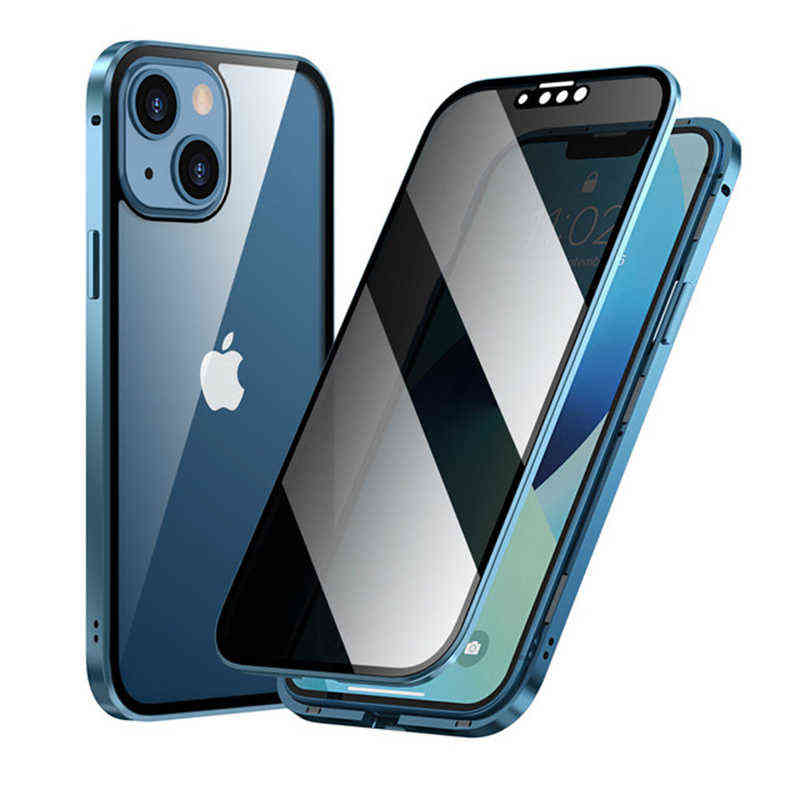 

Cell Phone Cases Magnetic Double Sided Anti Peeping Phone Protective Cover For iPhone 14 13 12 11 Pro Max 360 degree Privacy Protect Phone Case T220921, Silver