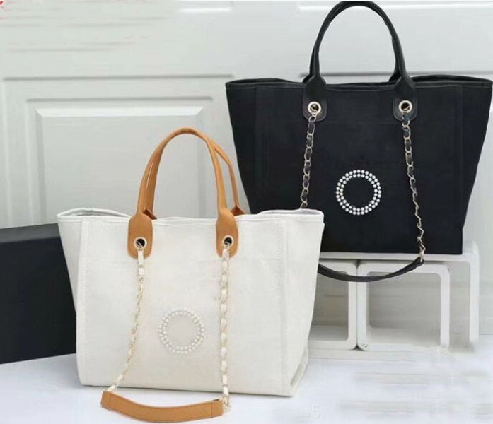 

New Designer Handbags Pearl Beach Bag Canvas Portable High-capacity Fashion Trend Women Bags Y220922