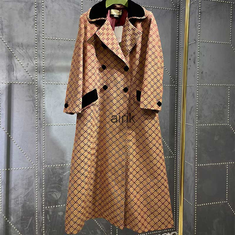 

Womens Long Cloak Women Mature Coats Trench Jacket Fashion Letters Printing Long Coat Girls Casual Windproof 22FW Winter Clothes Wholesale, Black1