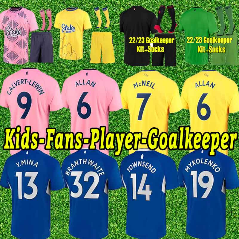 

22 23 GORDON home soccer jerseys CALVERT-LEWIN GRAY EVERTON TOWNSEND DOUCOURE Y.MINA MYKOLENKO TARKOWSKI 2022 2023 football shirt men kids kit set 4xl goalkeeper, Away