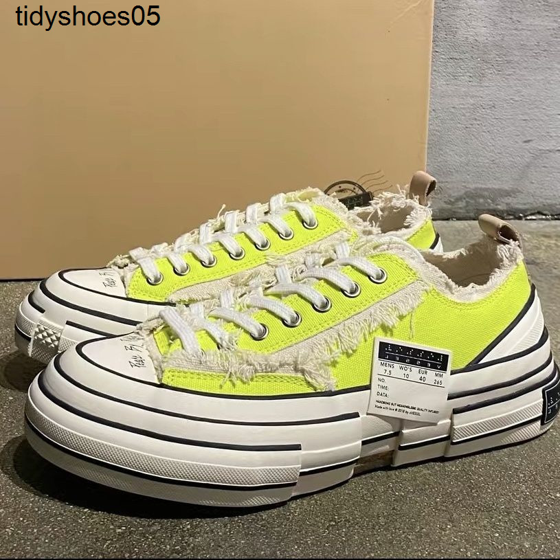 

XVESSEL Wu Jianhao's same fluorescent green low top raised thick soled canvas shoes vulcanized for men and women beggars 2Q07