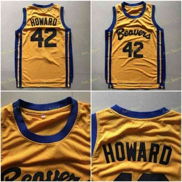 Sj High Top Men 42 Scott Howard Jersey Moive Basketball Beacon Beavers Jerseys Yellow American Film version state Cheap Stitched Quality
