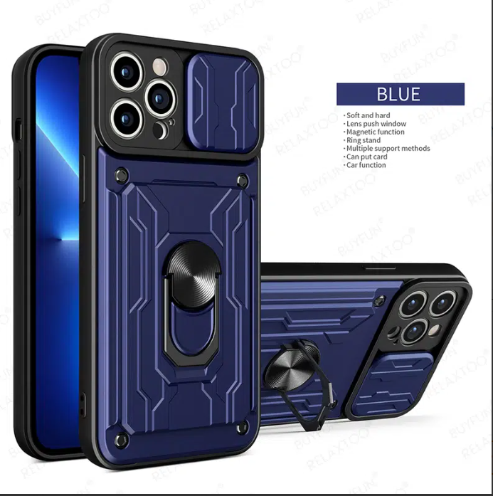 

Card Phone Cases for iPhone 14 Pro Max/Plus/Pro with Ring Stand, Blue