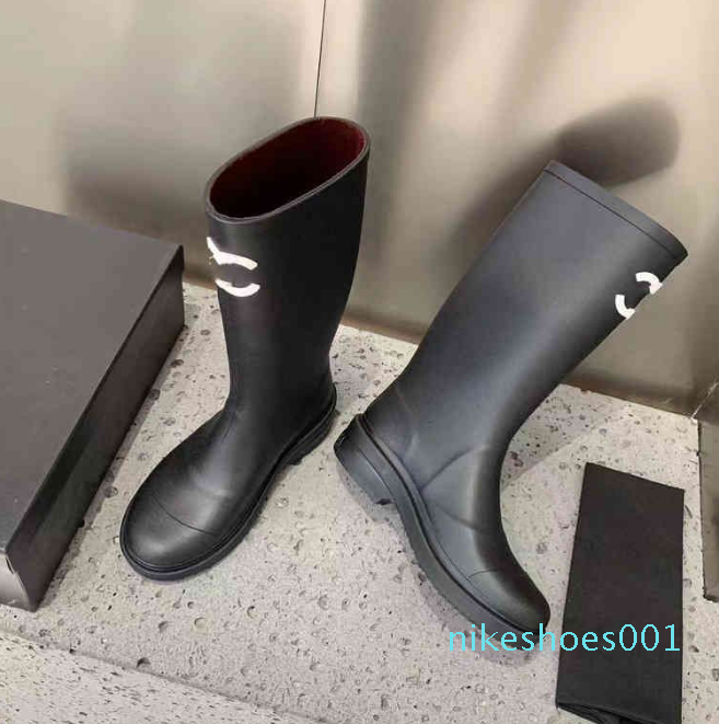 

2022 Boots brand C rain boots early autumn Knight boots tall women, Black
