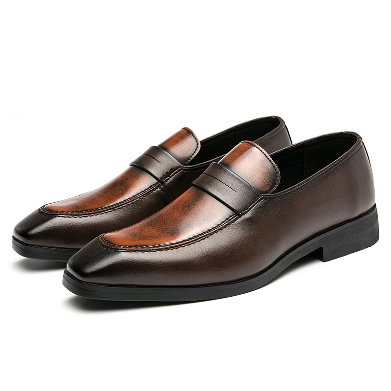 Mocassins de tempérament pour hommes, chaussures pointues, couture en PU, simples, à enfiler, décontractées, pour fête de mariage, quotidien, ass