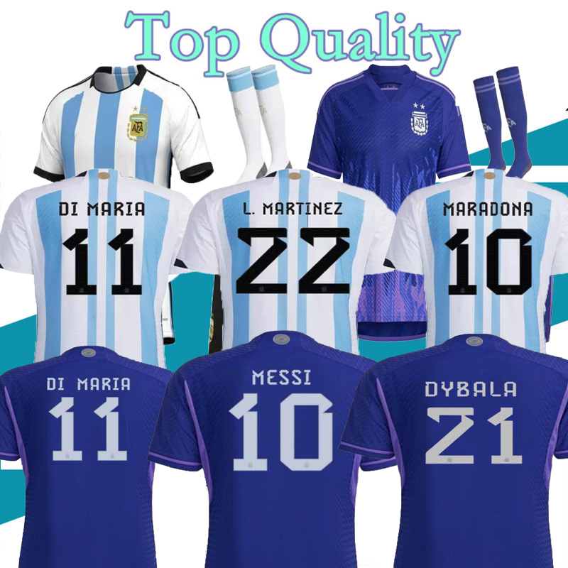 

22 23 Argentina soccer Jersey football shirt 2022 DYBALA AGUERO MARADONA DI MARIA fans player version Men Kids kit sets uniforms home away, Away kits