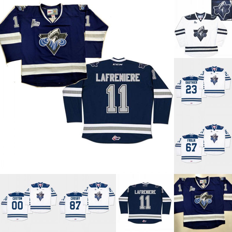 

Hockey Jersey Rimouski Oceanic 11 Alexis Lafreniere 23 Frederik Gauthier 67 Michael Frolik 87 Sidney Crosby Custom CHL Hockey Jerseys White, Custom white