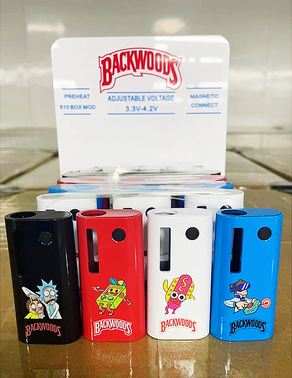 

510 box mod e cigarette vape battery backwoods for thick oil carts preheat adjustable voltage magnetic conncet 650mah 4.2v usb charger white display stand custom