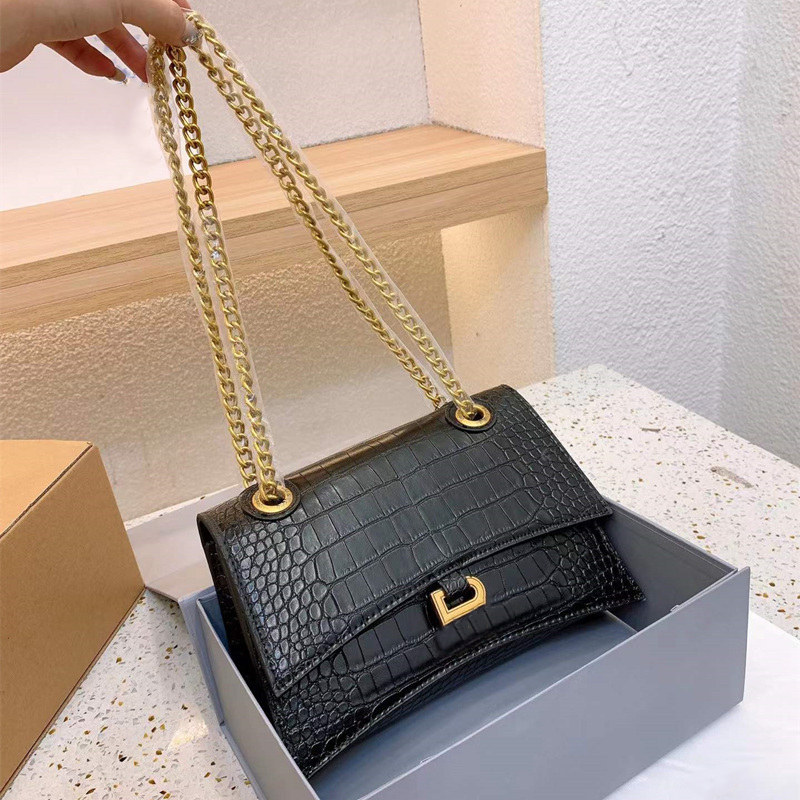 

Crocodile Hourglass Shoulder Bags alligator designer bag luxury chain tote bag woman purse fashion lady saddles small pochette handbag with Letter Leather 5A, Box(could get damaged)