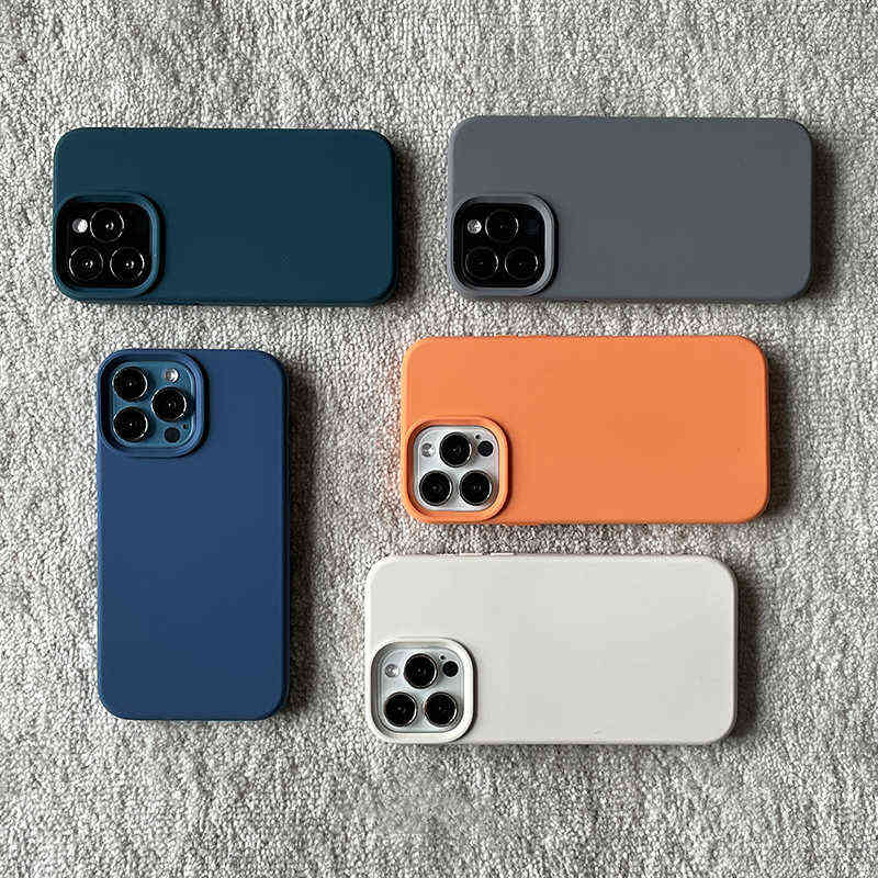 

Cell Phone Cases Official Solid color Camera lens protection silicone case For iphone 12 13 Pro Max 13mini build in fur Cover Iphone 14 14plus T220921