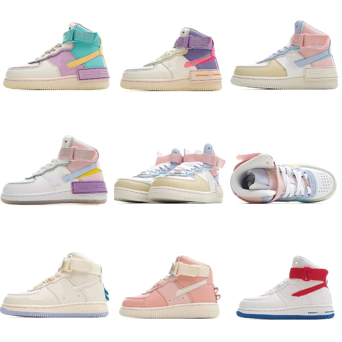 

Macaron Unicorn AirForces 1 Shoes Mid High Top Kids Toddler Basketball Shoe Trainers Multicolor Chunky Skate Shoes Students Pupil Strap Platform Td AF1S Junior Size, 1314754