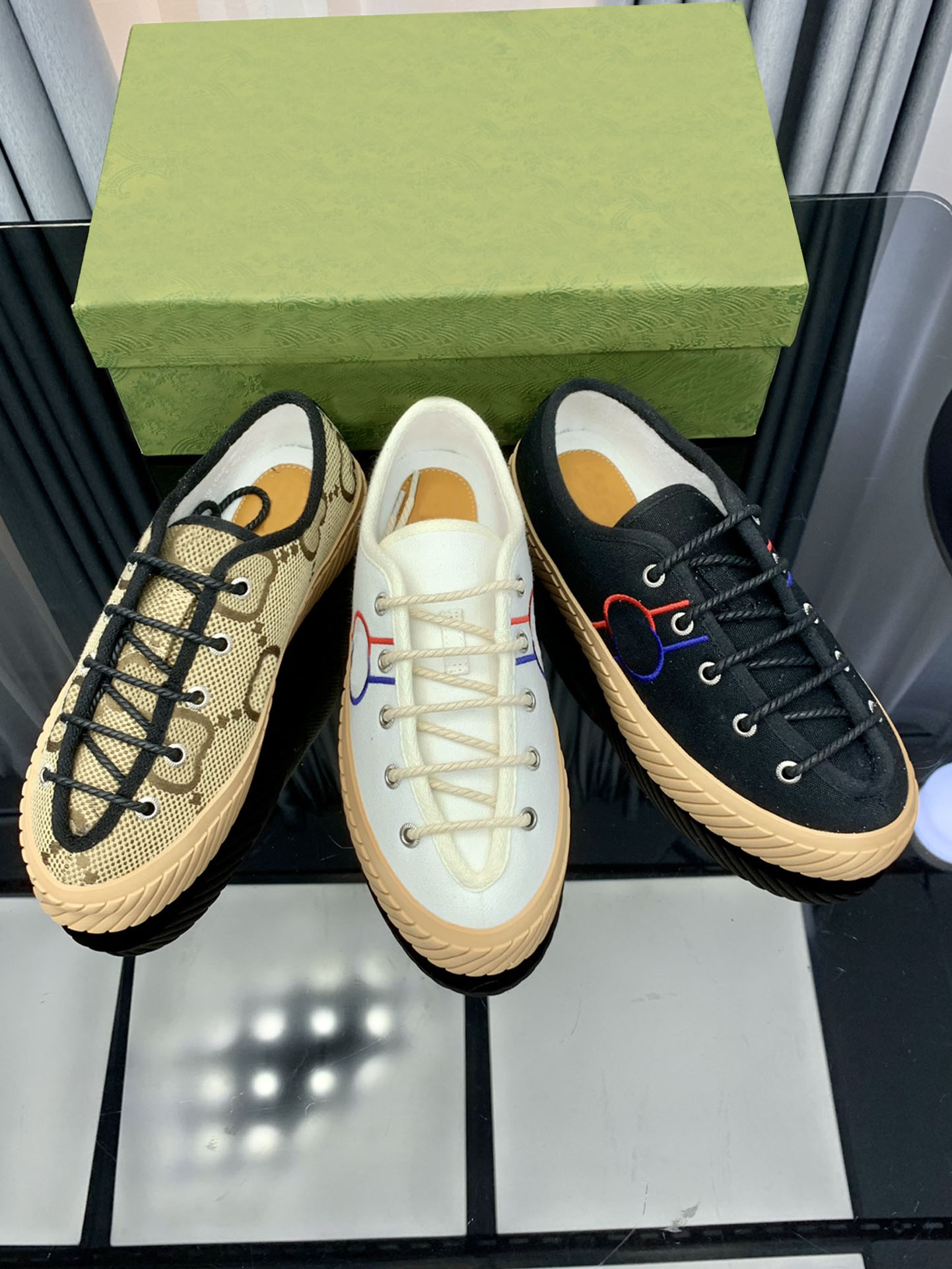 

2022 Casual Shoes Canvas Sneakers Oversized Shoes New Classic Rubber Lace Up Ebony Maxi Double G Embroidery Fashion Outdoor Walking, Color 5