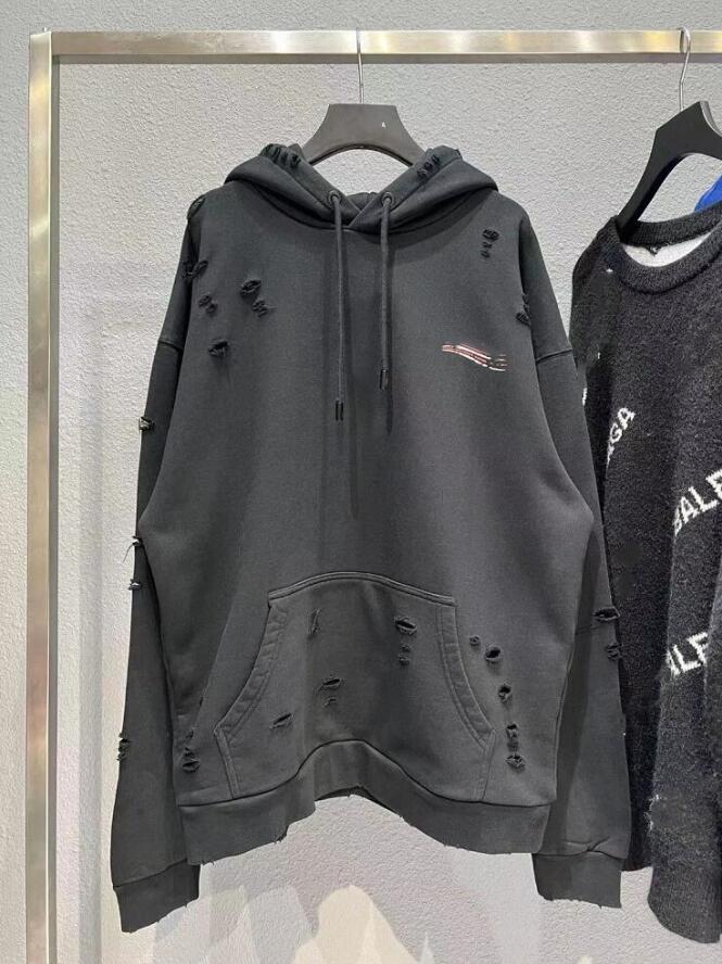 

Plus Tattered Letter Hole print hoodie Autumn winter Sweatshirt unisex men and Women's Casual student Fashion Hooded Sweatshirt Long Sleeve, Other styles. please contact seller.