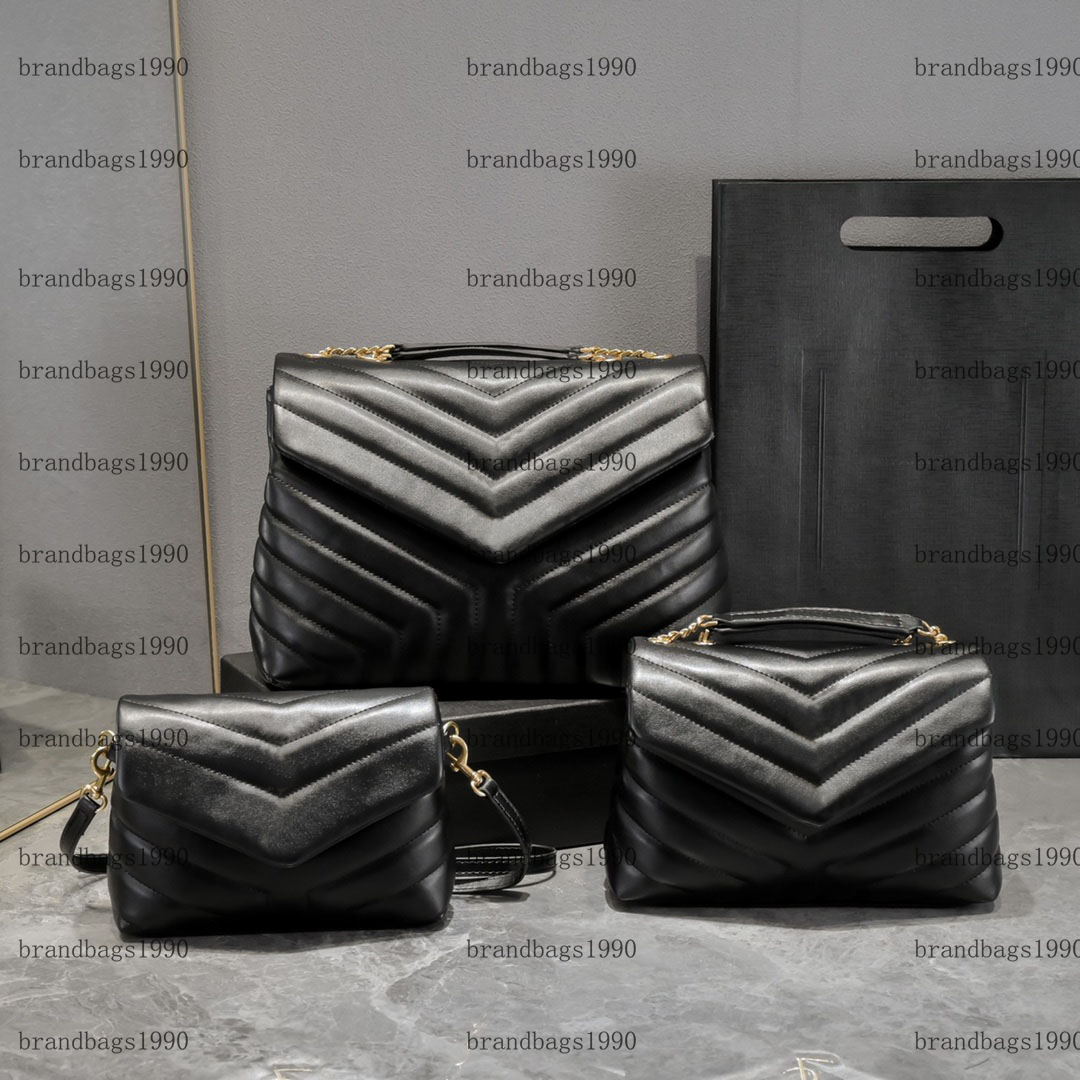 

Genuine leather Soft Lou Bag handbag chain crossbody shoulder bags for women fashion lady handbags sheepskin purse messenger, Black gold chain