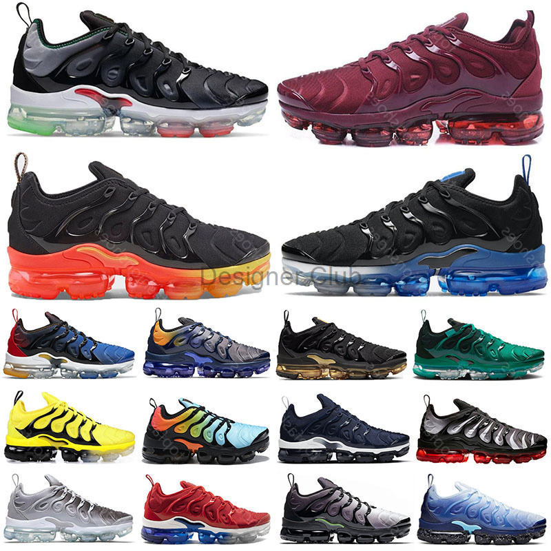 

2021 Fresh tn plus men Running Shoes Black Royal Blue Atlanta Light Bone Metallic Gold Hyper Violet Lemon Lime Wine women sports outdoor, Triple black