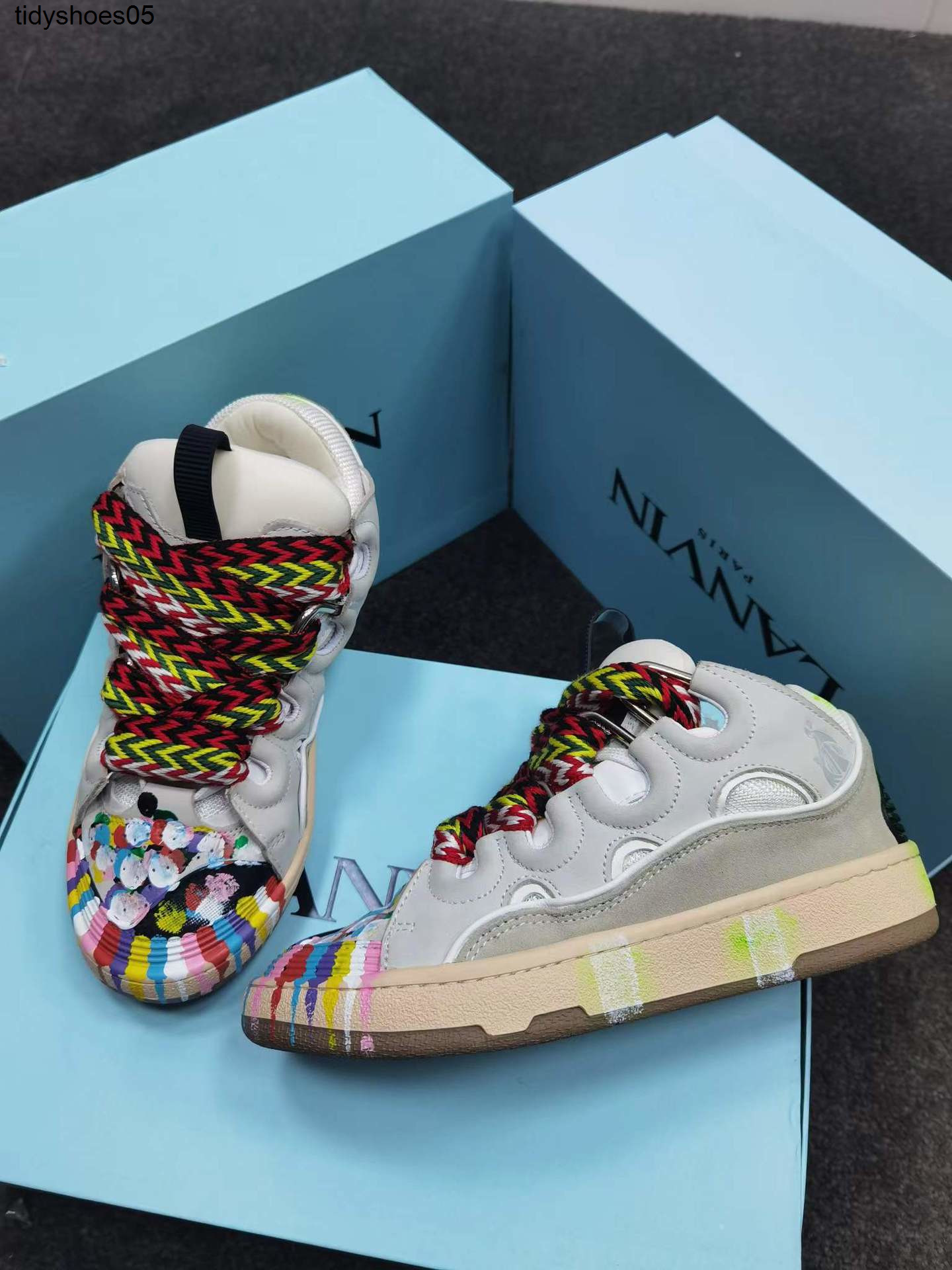 

New lanvins bread shoes thick bottom color matching moral training fashion couple dad lace up men's and women's running, Red